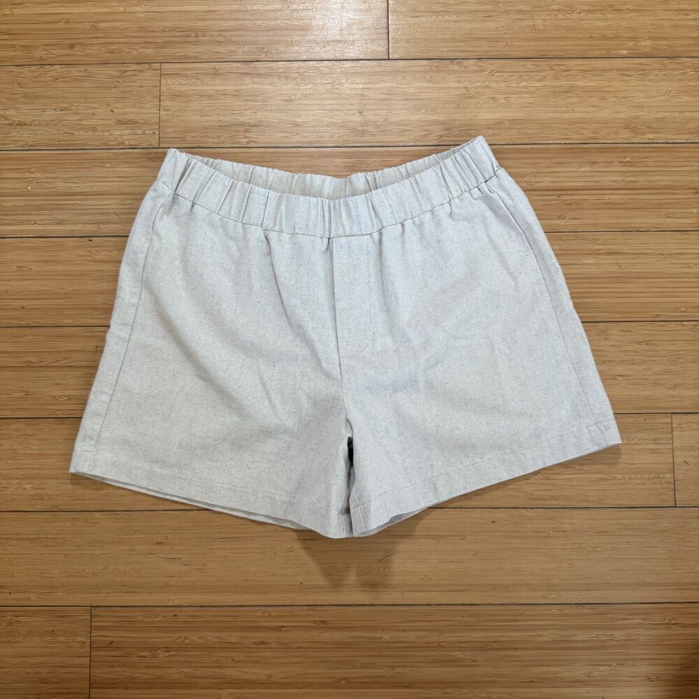 PrettyLittleThing Linen Blend Pull-On Shorts Size 4 Beige Elastic Waist Summer